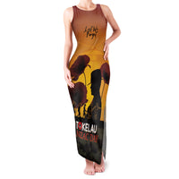 Tokelau ANZAC Day Family Matching Tank Maxi Dress and Hawaiian Shirt Camouflage With Poppies Lest We Forget LT14 Mom's Dress Yellow - Polynesian Pride