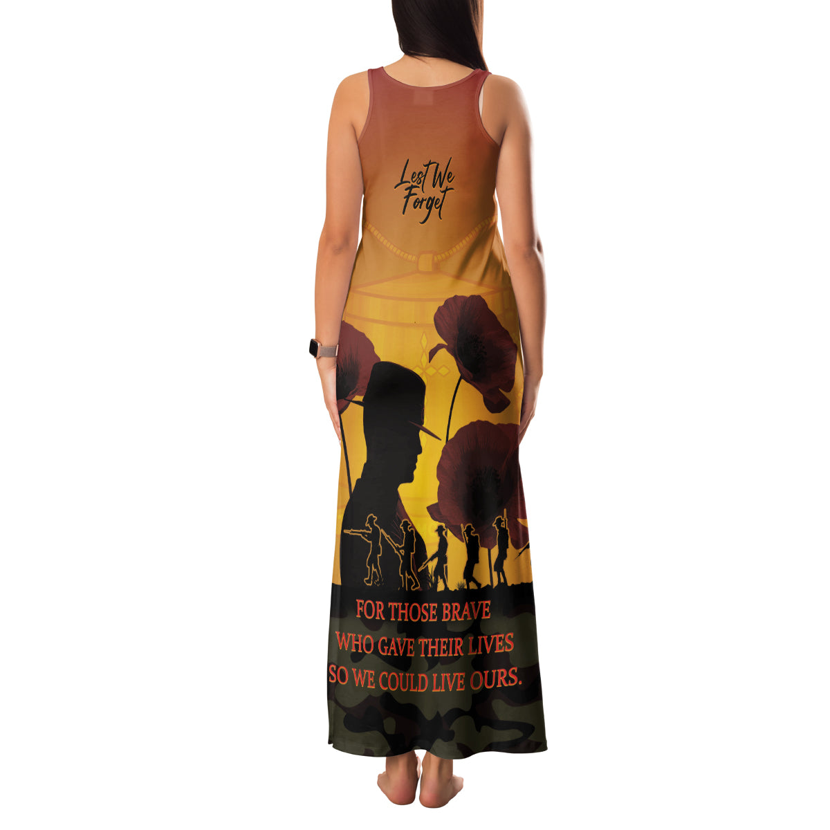Tokelau ANZAC Day Family Matching Tank Maxi Dress and Hawaiian Shirt Camouflage With Poppies Lest We Forget LT14 - Polynesian Pride