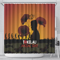 Tokelau ANZAC Day Shower Curtain Camouflage With Poppies Lest We Forget LT14 - Polynesian Pride