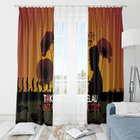 Tokelau ANZAC Day Window Curtain Camouflage With Poppies Lest We Forget LT14 - Polynesian Pride