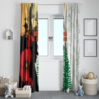 Norfolk Island ANZAC Day Window Curtain Pine Tree With Poppies Lest We Forget LT14 - Polynesian Pride