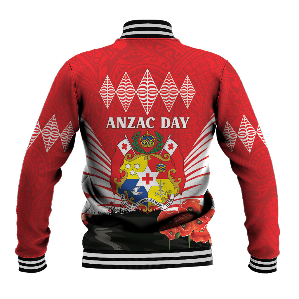 Tonga ANZAC Day Baseball Jacket Camouflage With Poppies Lest We Forget LT14 - Polynesian Pride