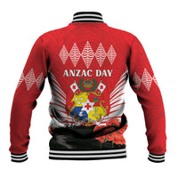 Tonga ANZAC Day Baseball Jacket Camouflage With Poppies Lest We Forget LT14 - Polynesian Pride