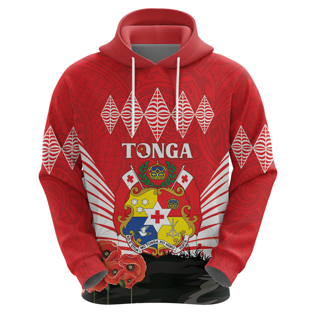 Tonga ANZAC Day Zip Hoodie Camouflage With Poppies Lest We Forget LT14 - Polynesian Pride