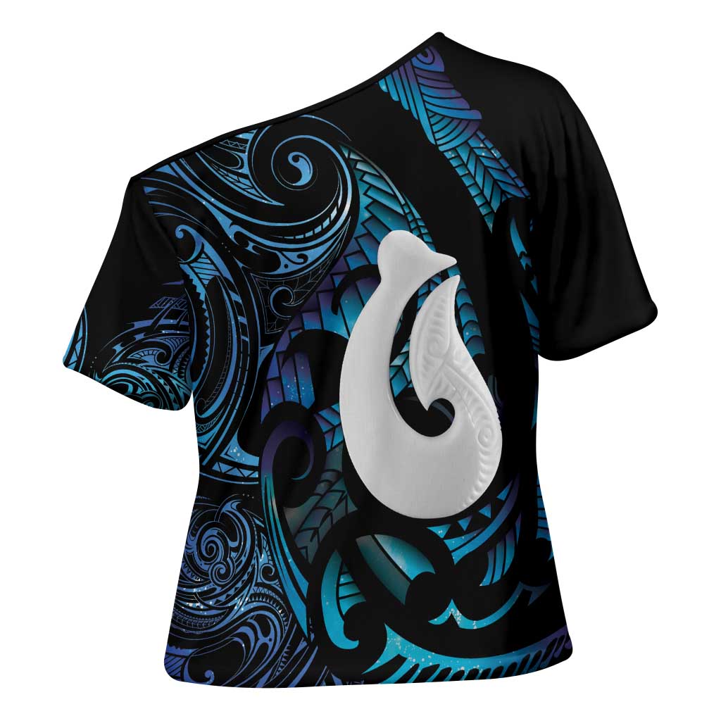 Hei Matau New Zealand Matariki Cross Shoulder Shirt NZ Fish Hook Maori Art