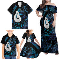 Hei Matau New Zealand Matariki Family Matching Off Shoulder Maxi Dress and Hawaiian Shirt NZ Fish Hook Maori Art LT14 - Polynesian Pride