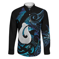 Hei Matau New Zealand Matariki Family Matching Off Shoulder Maxi Dress and Hawaiian Shirt NZ Fish Hook Maori Art LT14 Dad's Shirt - Long Sleeve Purple - Polynesian Pride