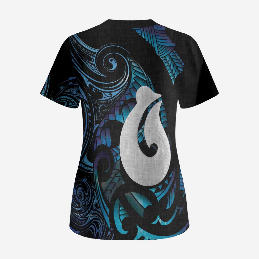 Hei Matau New Zealand Matariki Scrub Top NZ Fish Hook Maori Art