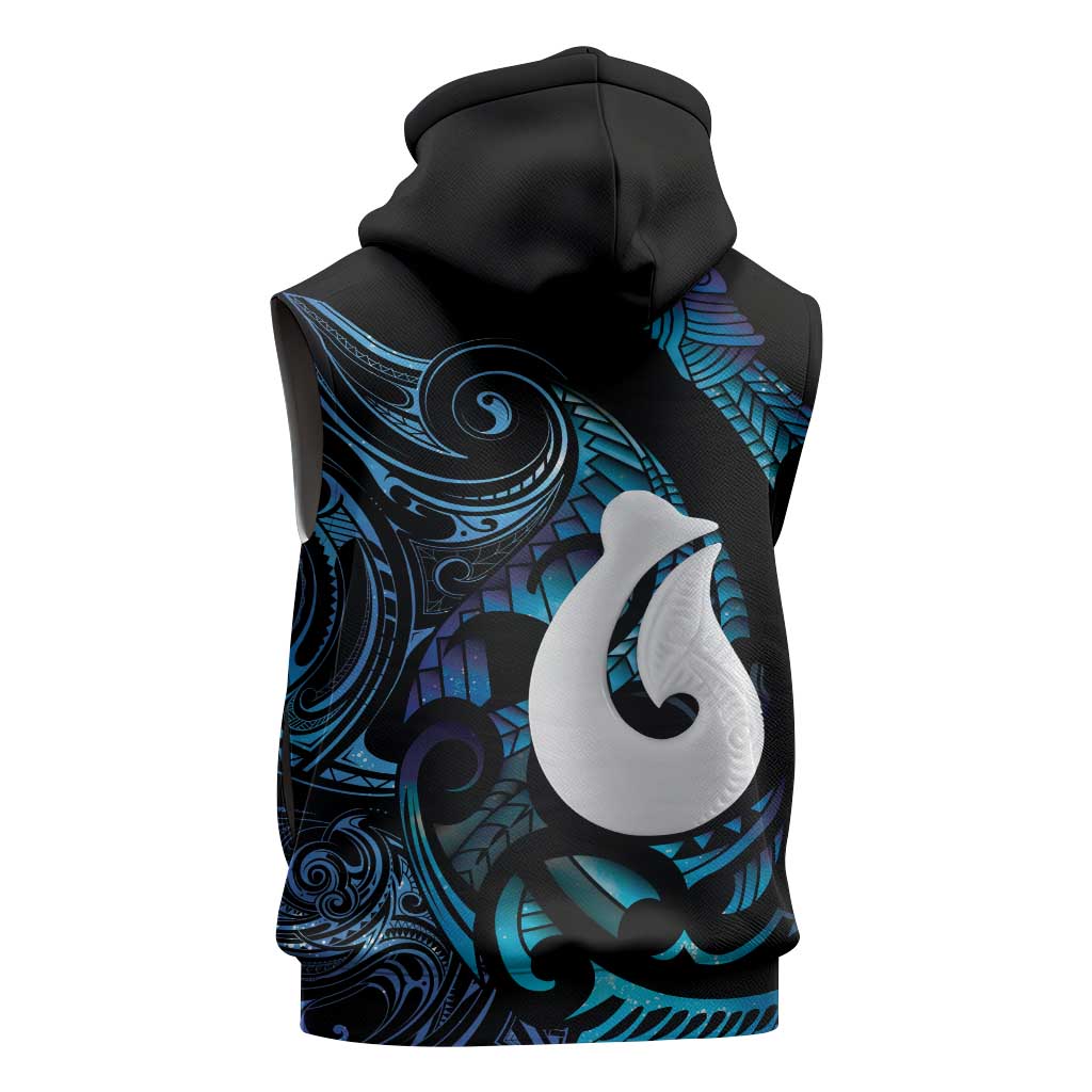 Hei Matau New Zealand Matariki Sleeveless Hoodie NZ Fish Hook Maori Art