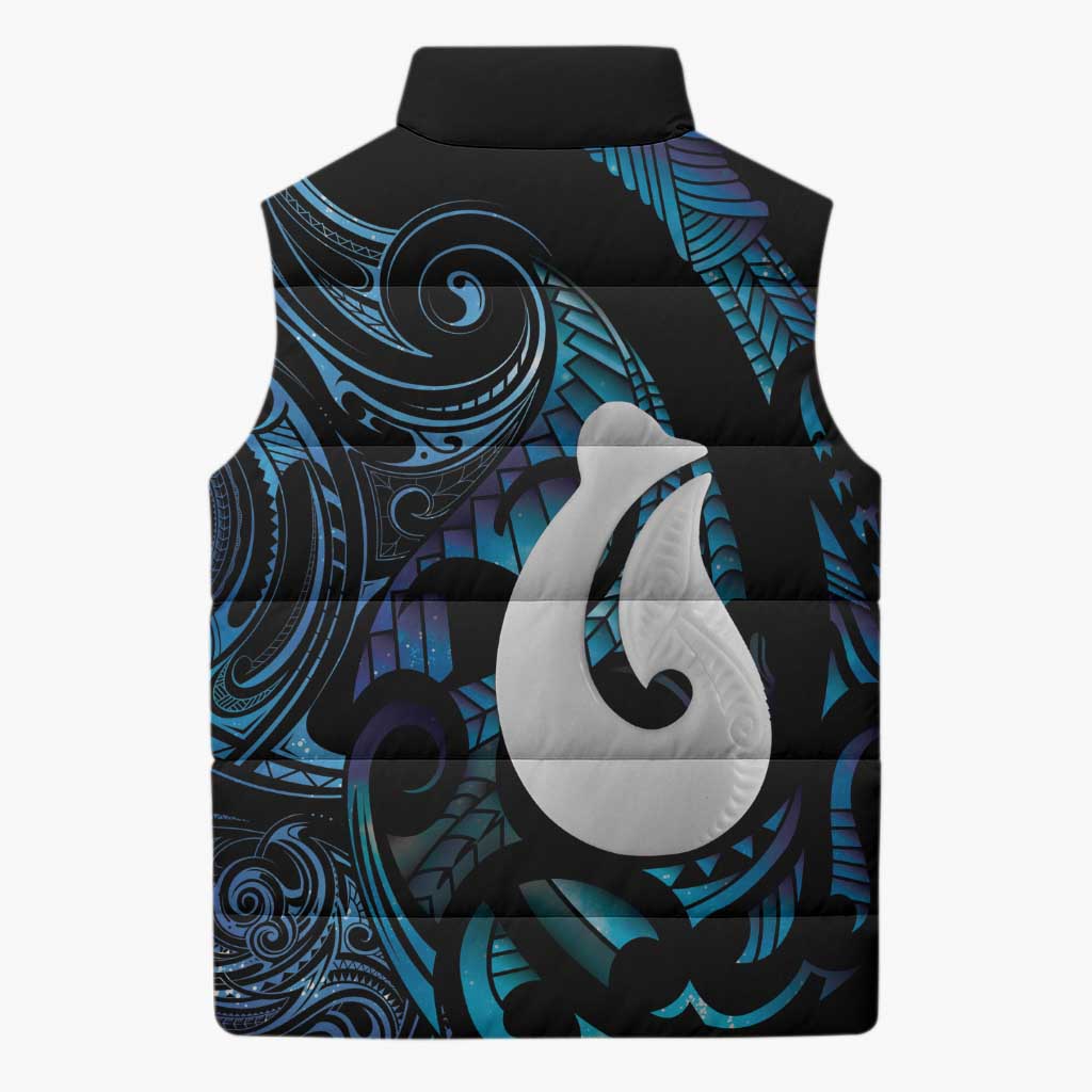 Hei Matau New Zealand Matariki Sleeveless Puffer Jacket NZ Fish Hook Maori Art