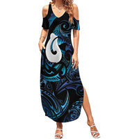Hei Matau New Zealand Matariki Summer Maxi Dress NZ Fish Hook Maori Art