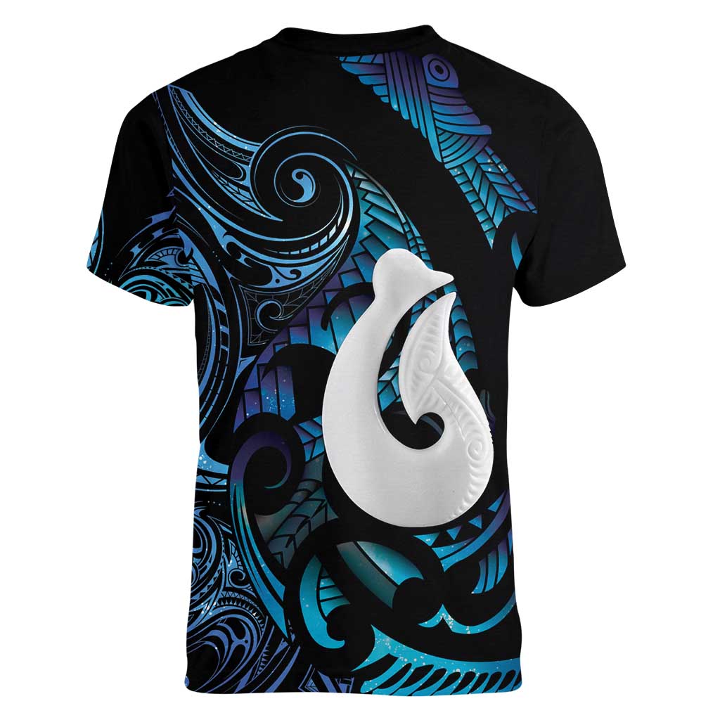 Hei Matau New Zealand Matariki Women V-Neck T-Shirt NZ Fish Hook Maori Art