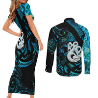 Manaia New Zealand Matariki Couples Matching Short Sleeve Bodycon Dress and Long Sleeve Button Shirt NZ Paua Shell Maori Art LT14 - Polynesian Pride