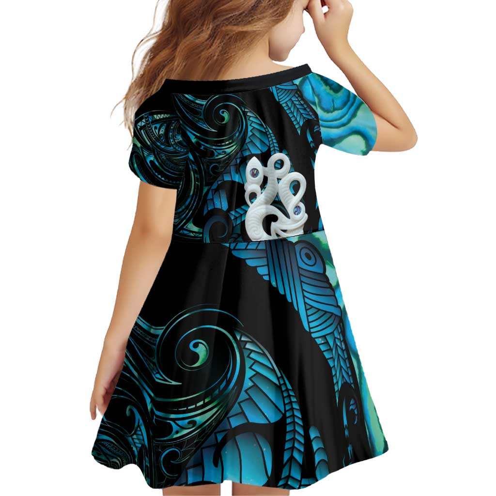 Manaia New Zealand Matariki Family Matching Long Sleeve Bodycon Dress and Hawaiian Shirt NZ Paua Shell Maori Art LT14 - Polynesian Pride