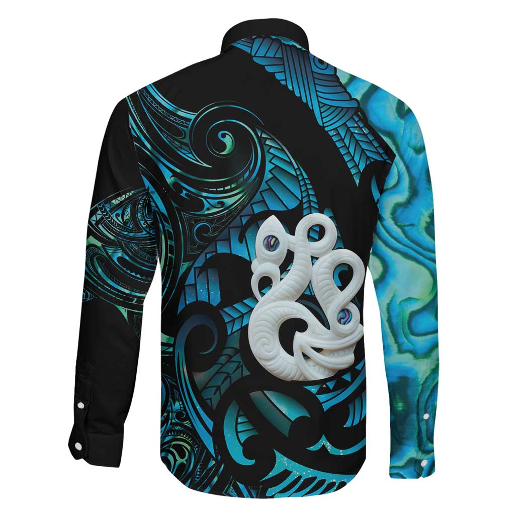 Manaia New Zealand Matariki Family Matching Long Sleeve Bodycon Dress and Hawaiian Shirt NZ Paua Shell Maori Art LT14 - Polynesian Pride