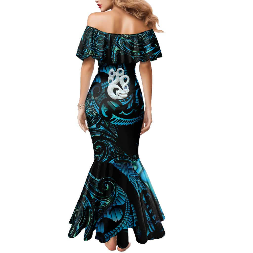 Manaia New Zealand Matariki Family Matching Mermaid Dress and Hawaiian Shirt NZ Paua Shell Maori Art LT14 - Polynesian Pride