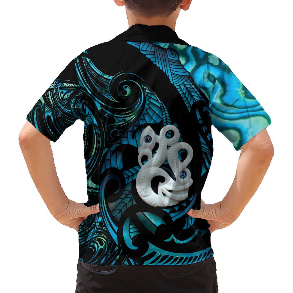 Manaia New Zealand Matariki Family Matching Off Shoulder Maxi Dress and Hawaiian Shirt NZ Paua Shell Maori Art LT14 - Polynesian Pride