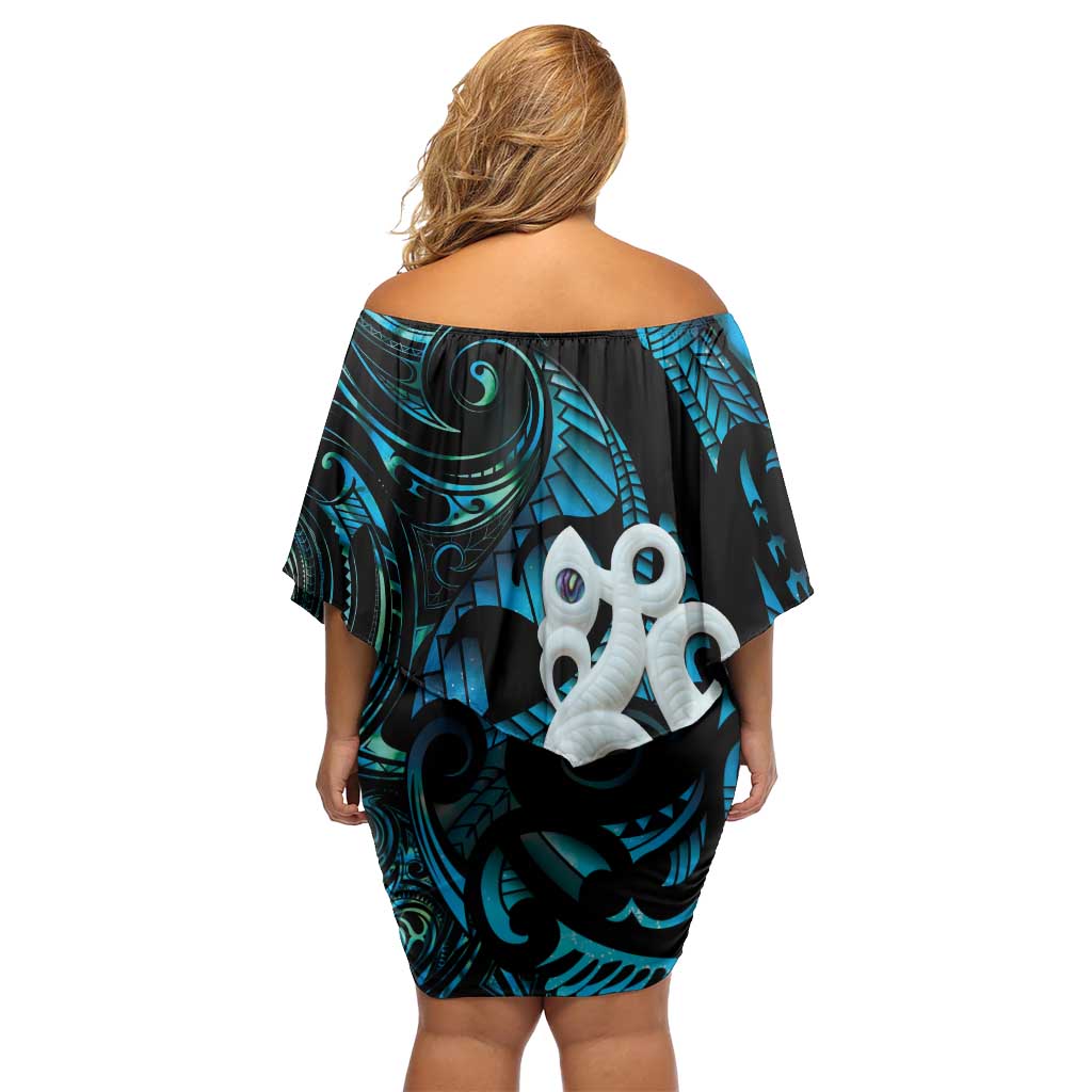 Manaia New Zealand Matariki Family Matching Off Shoulder Short Dress and Hawaiian Shirt NZ Paua Shell Maori Art LT14 - Polynesian Pride