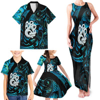 Manaia New Zealand Matariki Family Matching Tank Maxi Dress and Hawaiian Shirt NZ Paua Shell Maori Art LT14 - Polynesian Pride