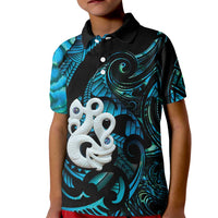 Manaia New Zealand Matariki Kid Polo Shirt NZ Paua Shell Maori Art