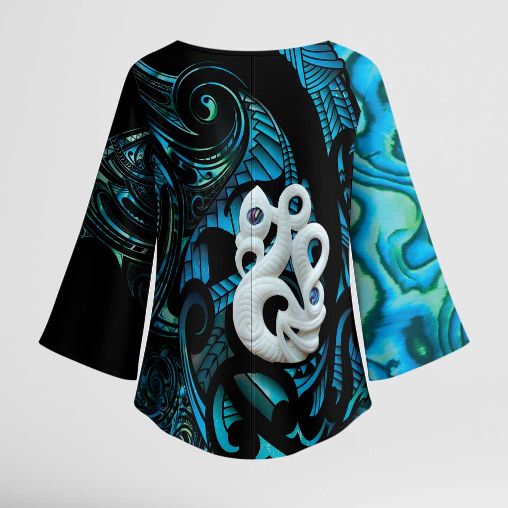Manaia New Zealand Matariki Kimono Sleeve Blouse NZ Paua Shell Maori Art