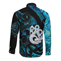 Manaia New Zealand Matariki Long Sleeve Button Shirt NZ Paua Shell Maori Art