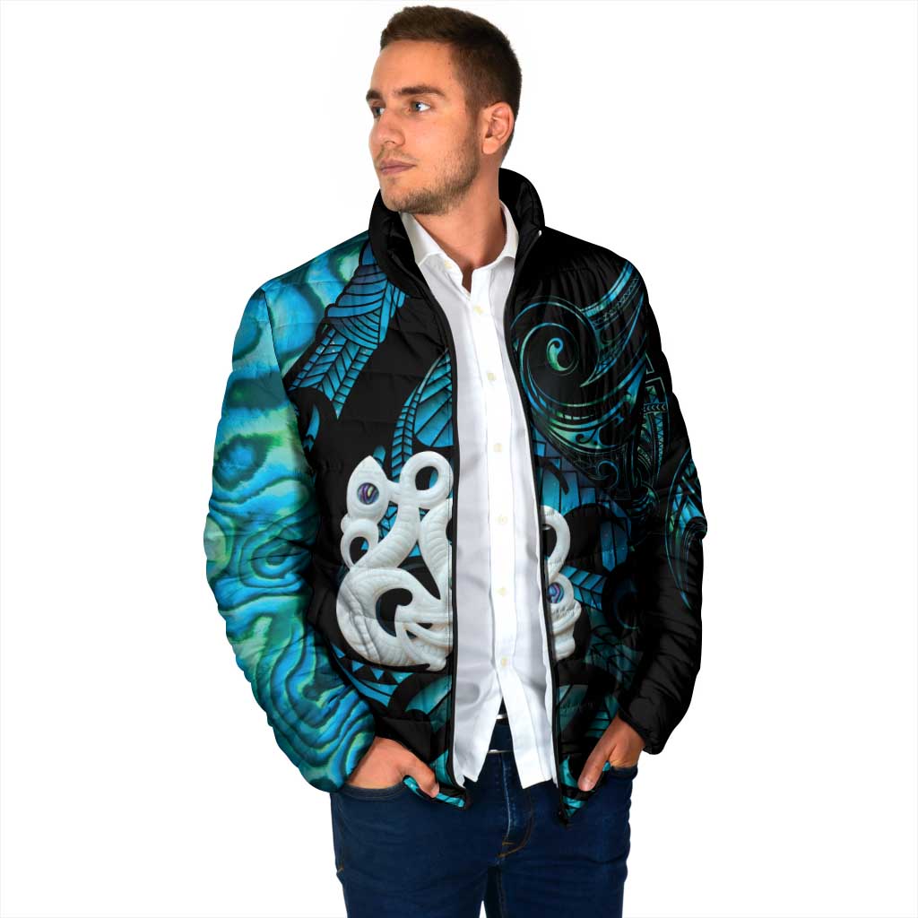 Manaia New Zealand Matariki Padded Jacket NZ Paua Shell Maori Art