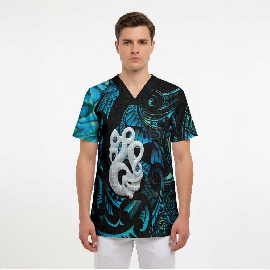 Manaia New Zealand Matariki Scrub Top NZ Paua Shell Maori Art
