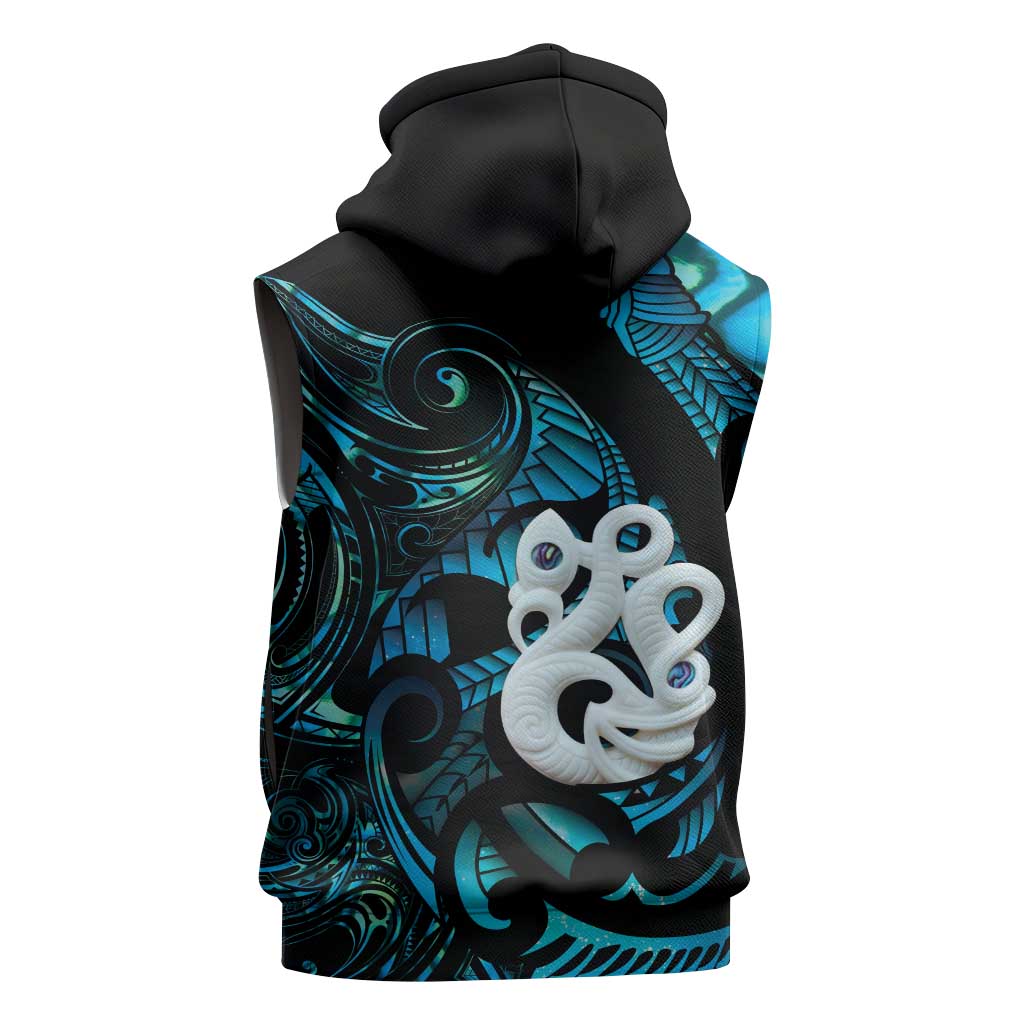 Manaia New Zealand Matariki Sleeveless Hoodie NZ Paua Shell Maori Art