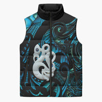 Manaia New Zealand Matariki Sleeveless Puffer Jacket NZ Paua Shell Maori Art