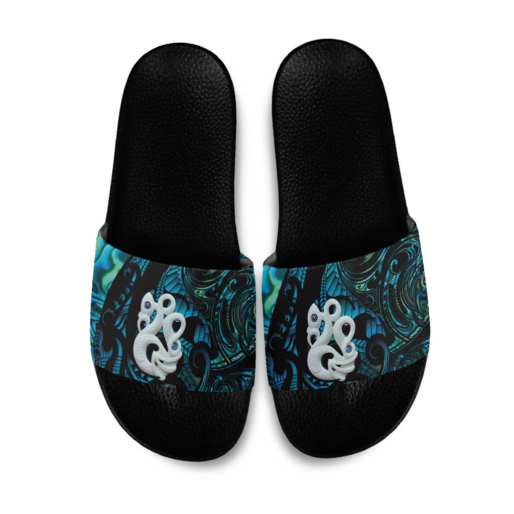 Manaia New Zealand Matariki Slide Sandals NZ Paua Shell Maori Art