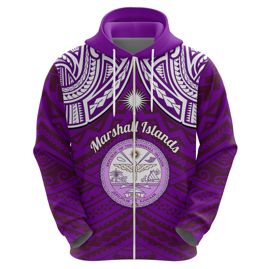 Custom Marshall Islands Hoodie Purple Polynesian Tribal Mix Coat of Arms LT14 - Polynesian Pride