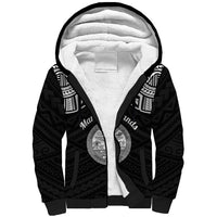 Personalised Marshall Islands Sherpa Hoodie Black Polynesian Tribal Mix Coat Of Arms LT14 Unisex Black - Polynesian Pride