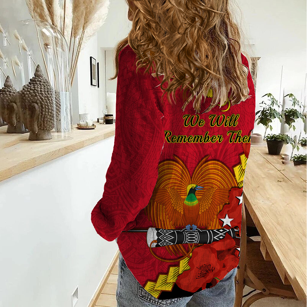 Polynesian Pride Remembrance Day PNG Women Casual Shirt Papua New Guinea We Will Remember Them LT14 - Polynesian Pride