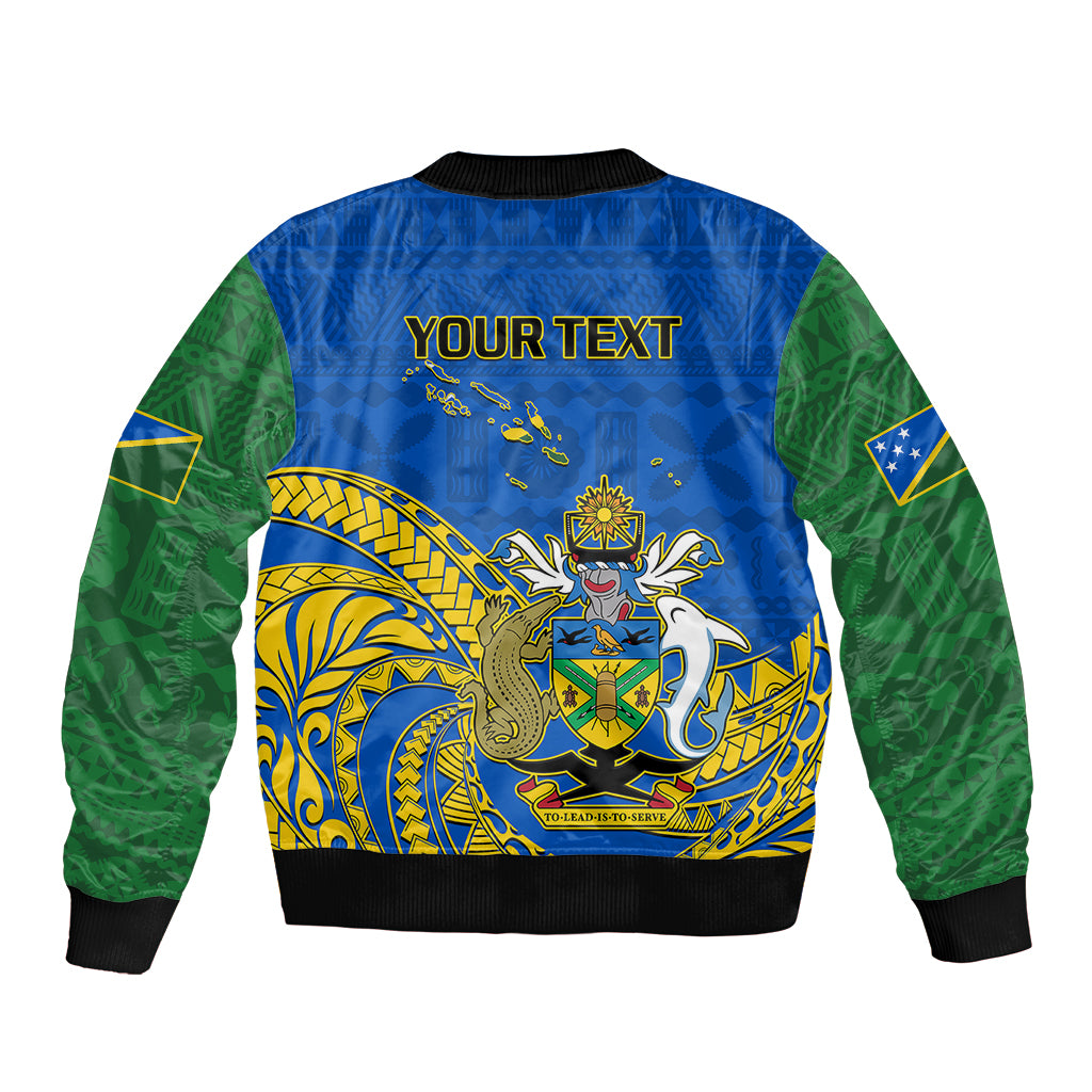 Personalised Independence Day Solomon Islands Sleeve Zip Bomber Jacket Happy 45th Anniversary LT14 - Polynesian Pride
