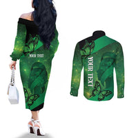 Personalised World Mental Health Awareness Month Couples Matching Off The Shoulder Long Sleeve Dress and Long Sleeve Button Shirt Warriors Brave Strong Galaxy Vibes LT14 - Polynesian Pride