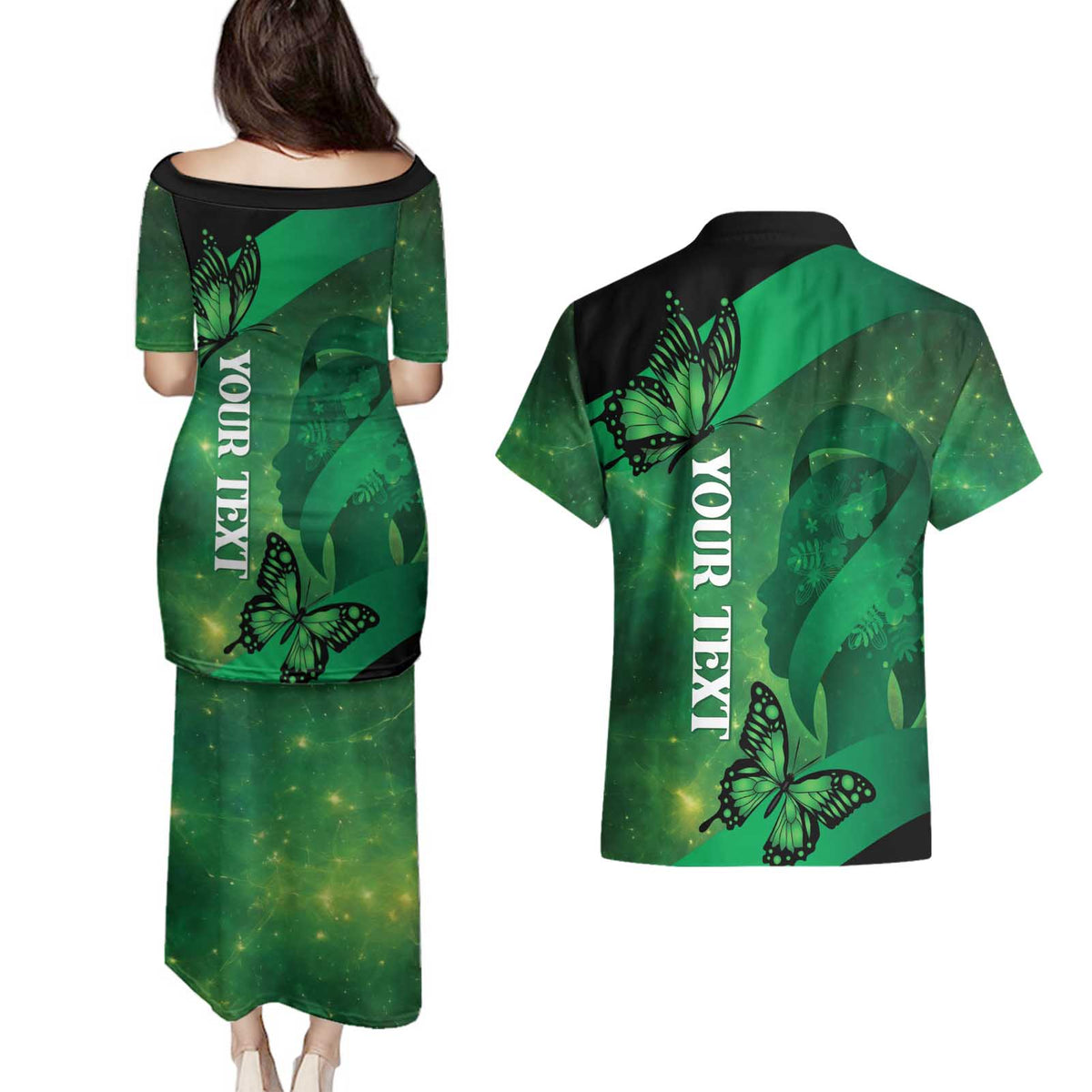 Personalised World Mental Health Awareness Month Couples Matching Puletasi and Hawaiian Shirt Warriors Brave Strong Galaxy Vibes LT14 - Polynesian Pride