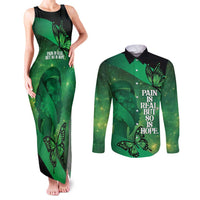 Personalised World Mental Health Awareness Month Couples Matching Tank Maxi Dress and Long Sleeve Button Shirt Warriors Brave Strong Galaxy Vibes LT14 Green - Polynesian Pride
