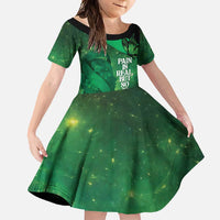 Personalised World Mental Health Awareness Month Family Matching Mermaid Dress and Hawaiian Shirt Warriors Brave Strong Galaxy Vibes LT14 Daughter's Dress Green - Polynesian Pride
