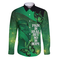 Personalised World Mental Health Awareness Month Family Matching Off Shoulder Maxi Dress and Hawaiian Shirt Warriors Brave Strong Galaxy Vibes LT14 Dad's Shirt - Long Sleeve Green - Polynesian Pride