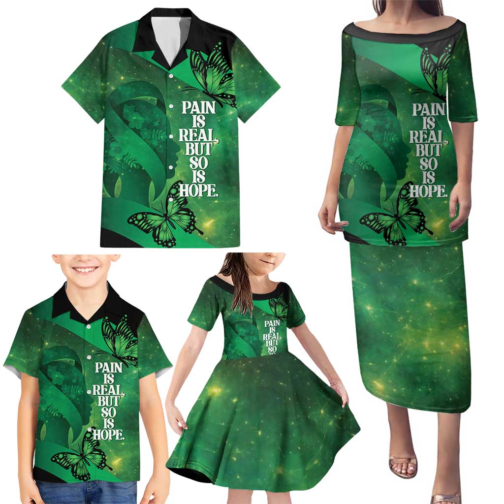 Personalised World Mental Health Awareness Month Family Matching Puletasi and Hawaiian Shirt Warriors Brave Strong Galaxy Vibes LT14 - Polynesian Pride