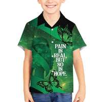 Personalised World Mental Health Awareness Month Family Matching Puletasi and Hawaiian Shirt Warriors Brave Strong Galaxy Vibes LT14 Son's Shirt Green - Polynesian Pride