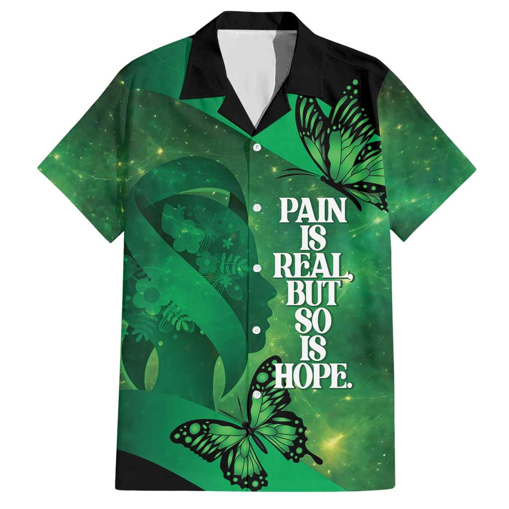 Personalised World Mental Health Awareness Month Family Matching Short Sleeve Bodycon Dress and Hawaiian Shirt Warriors Brave Strong Galaxy Vibes LT14 Dad's Shirt - Short Sleeve Green - Polynesian Pride