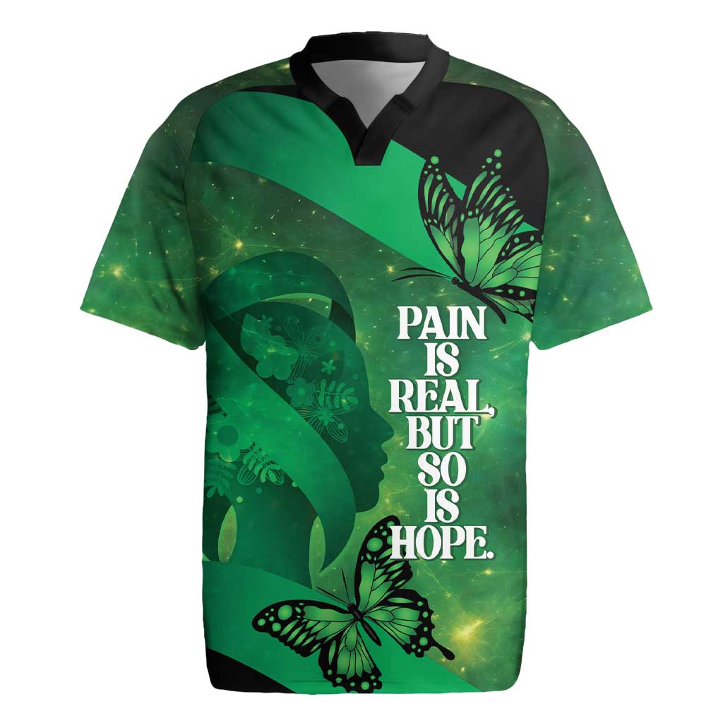 Personalised World Mental Health Awareness Month Rugby Jersey Warriors Brave Strong Galaxy Vibes LT14 Green - Polynesian Pride