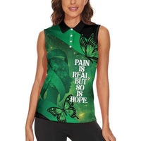 Personalised World Mental Health Awareness Month Women Sleeveless Polo Shirt Warriors Brave Strong Galaxy Vibes LT14 - Polynesian Pride