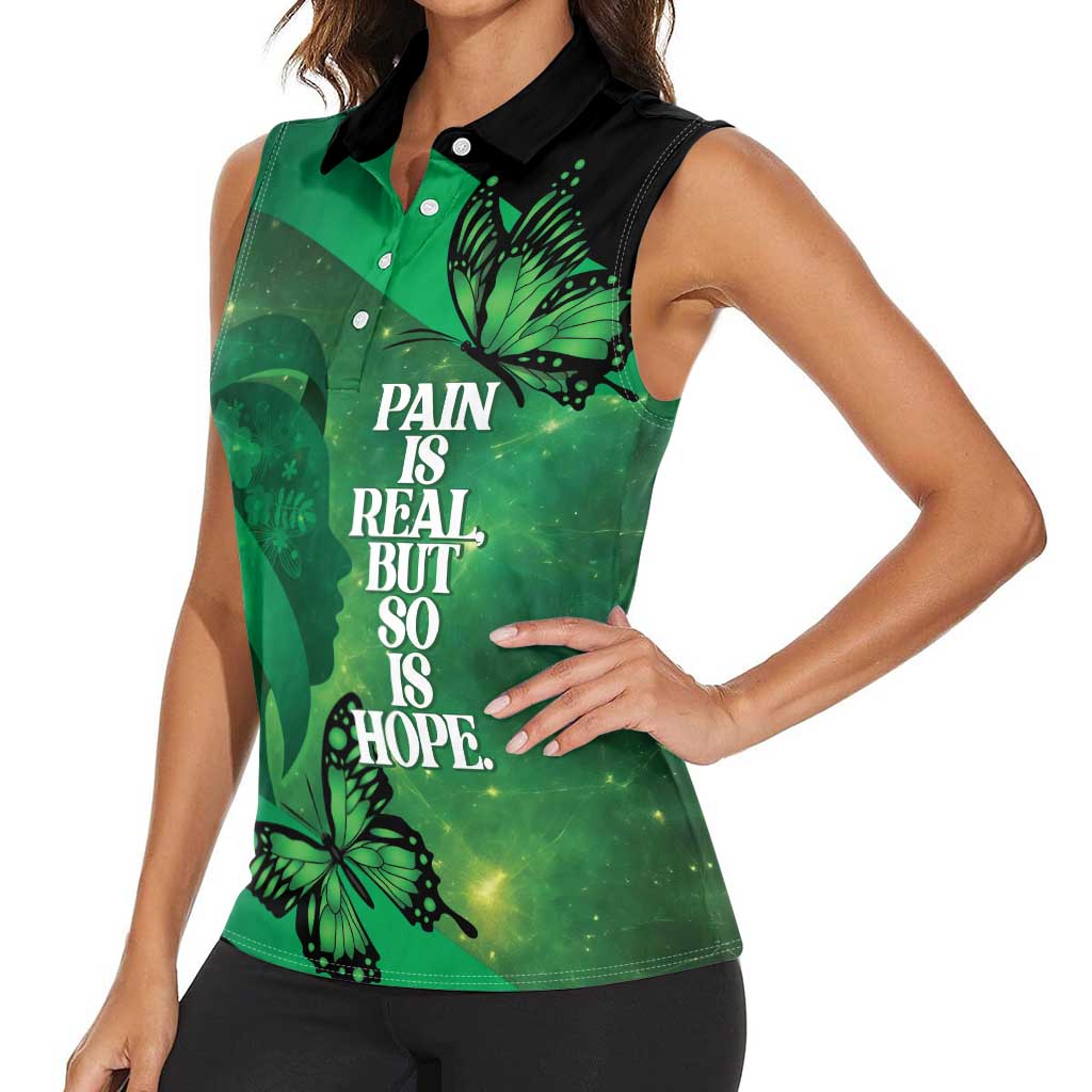 Personalised World Mental Health Awareness Month Women Sleeveless Polo Shirt Warriors Brave Strong Galaxy Vibes LT14 - Polynesian Pride