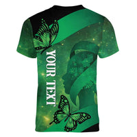 Personalised World Mental Health Awareness Month Women V-Neck T-Shirt Warriors Brave Strong Galaxy Vibes LT14 - Polynesian Pride