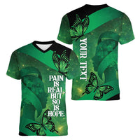 Personalised World Mental Health Awareness Month Women V-Neck T-Shirt Warriors Brave Strong Galaxy Vibes LT14 - Polynesian Pride