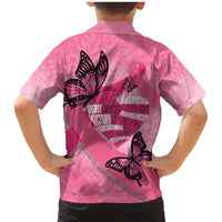 Polynesia Breast Cancer Awareness Month Family Matching Mermaid Dress and Hawaiian Shirt Pink Ribbon Mix Butterflies LT14 - Polynesian Pride