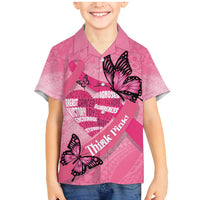 Polynesia Breast Cancer Awareness Month Family Matching Mermaid Dress and Hawaiian Shirt Pink Ribbon Mix Butterflies LT14 Son's Shirt Pink - Polynesian Pride